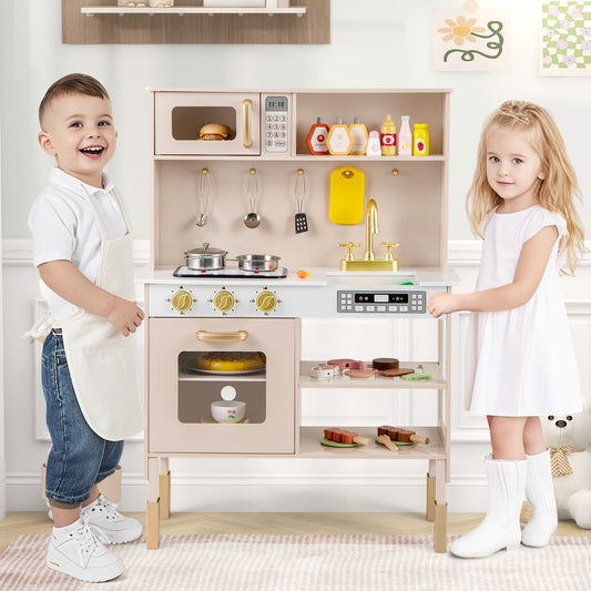 Adjustable Play Kitchen With Microwave, Lights, Sounds, Pink Play Kitchen Sets Pink at Gallery Canada