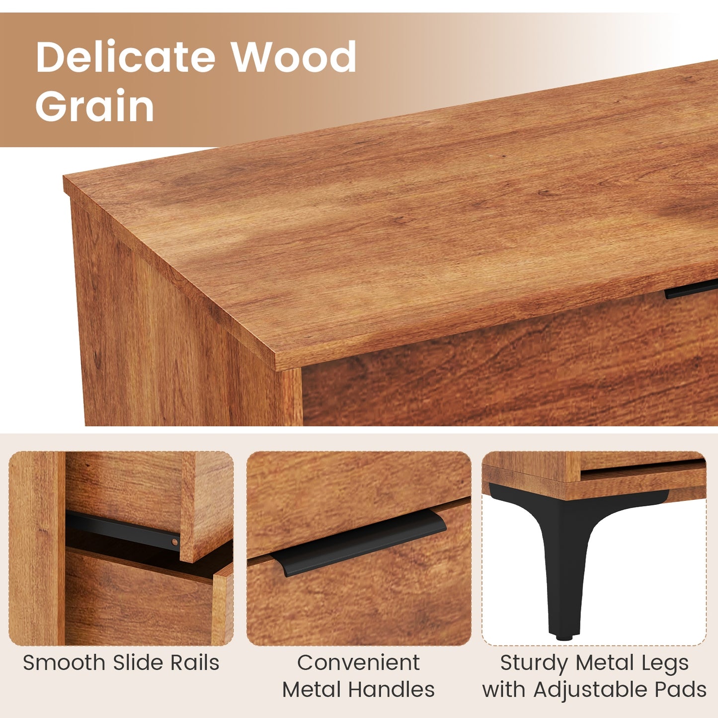 3 Drawer Dresser, Interlock System, Cherry