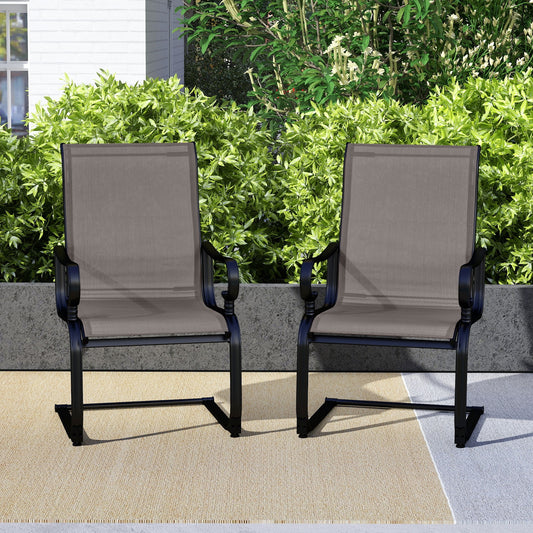Set of 2 Patio Chairs, Quick-Drying Breathable Fabric, Gray Patio Dining Chairs Gray at Gallery Canada