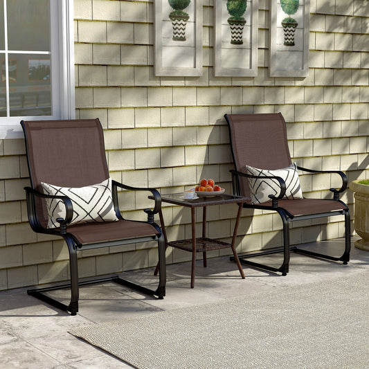 Set Of 2 Patio Chairs, Quick-Drying Breathable Fabric, Brown Patio Dining Chairs Brown at Gallery Canada