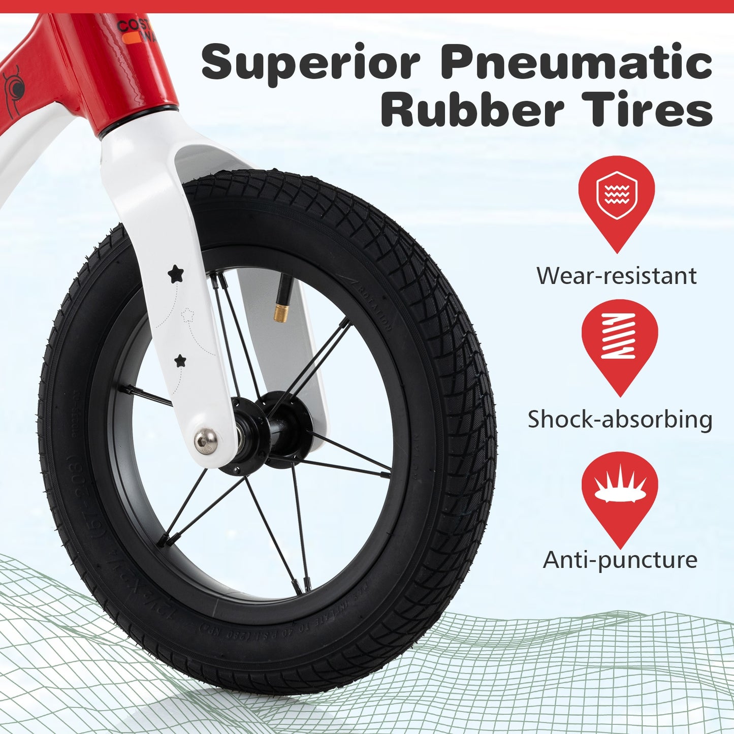 12-Inch Balance Bike with Adjustable Seat and Rotatable Handlebar for Over 36 Months Old, Red Balance Bikes at Gallery Canada