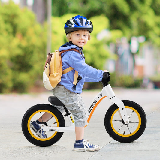 12-Inch Balance Bike with Adjustable Seat and Rotatable Handlebar for Over 36 Months Old, White Balance Bikes White at Gallery Canada