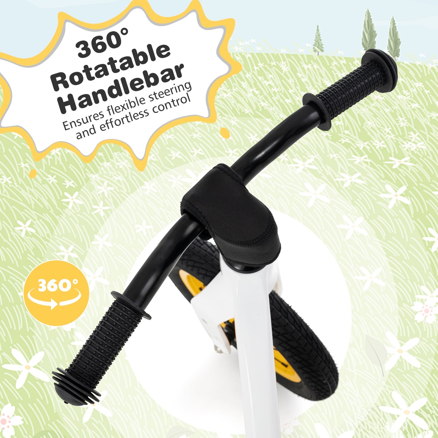 12-Inch Balance Bike with Adjustable Seat and Rotatable Handlebar for Over 36 Months Old, White Balance Bikes at Gallery Canada