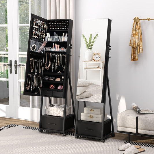 Jewelry Cabinet with Full-Length Mirror, Black Jewelry Armoires Black at Gallery Canada