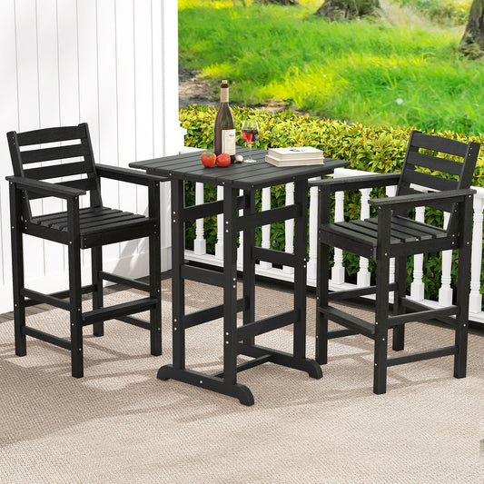 Patio HDPE Adirondack Bar Chairs, Set of 2, Wide Armrests, Black Adirondack Chairs Black at Gallery Canada