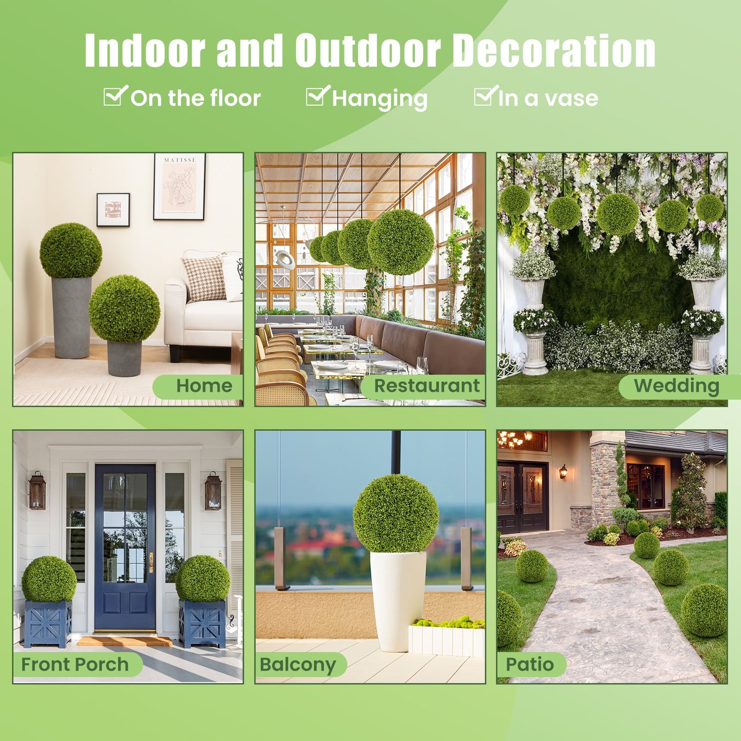 20 Inches Artificial Sun-Protective Topiary Spheres, 2 Pieces Faux Plants at Gallery Canada