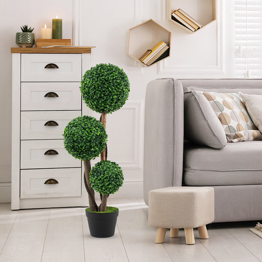 36 Inch Artificial Boxwood Topiary Tree In Pot, Green