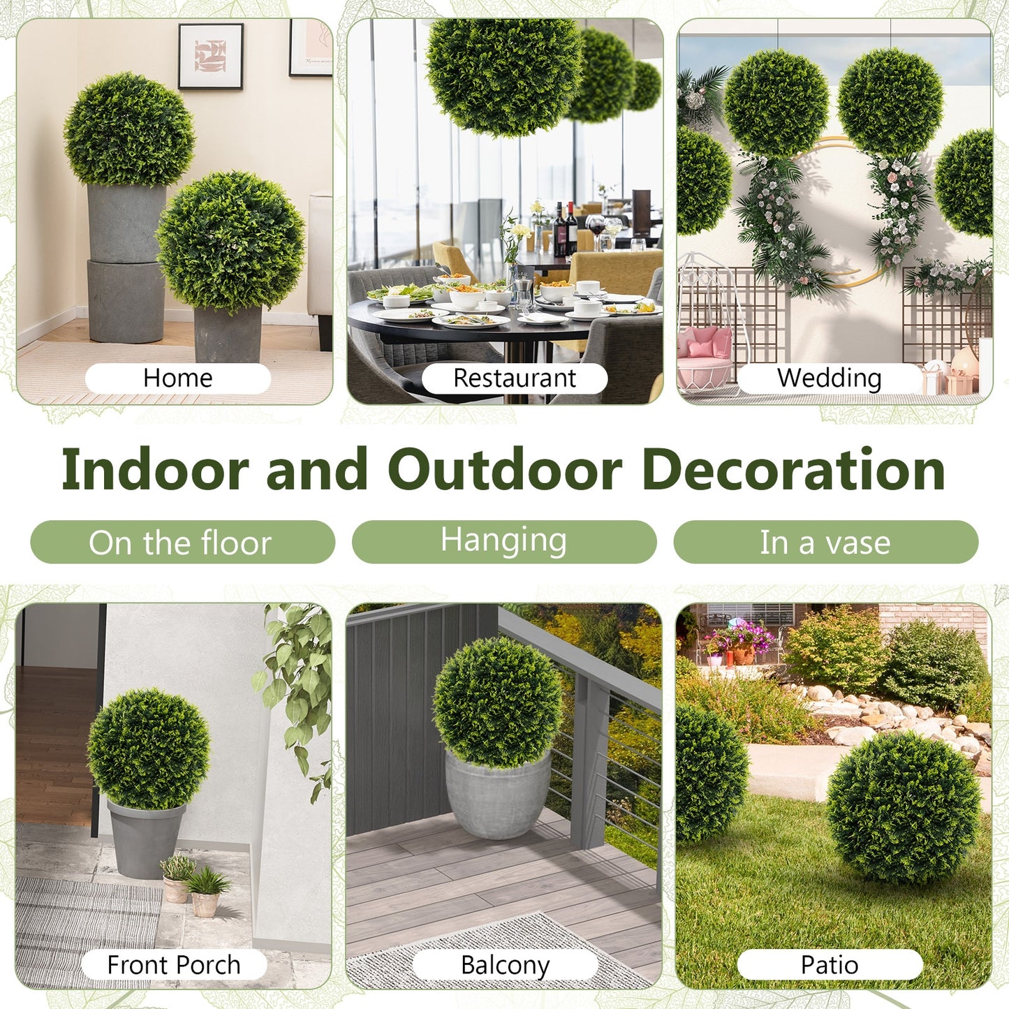 2 Pieces 18/22 Inches Indoor Outdoor Faux Decorative Balls for Patio Garden Front Door Balcony and Backyard-M Faux Plants at Gallery Canada