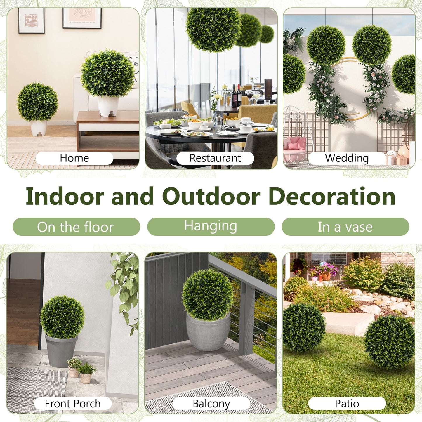 18/22 Inch Faux Decorative Balls, Indoor Outdoor Patio Garden Faux Plants at Gallery Canada