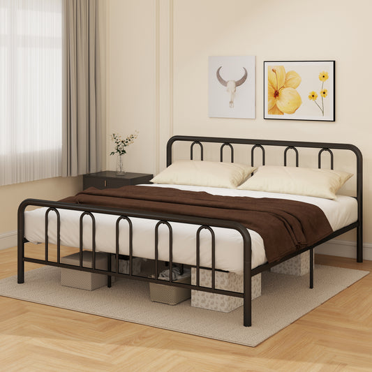Full/Queen Size Metal Bed Frame with Headboard and Footboard-King Size, Black Simple Bed Frame Black at Gallery Canada
