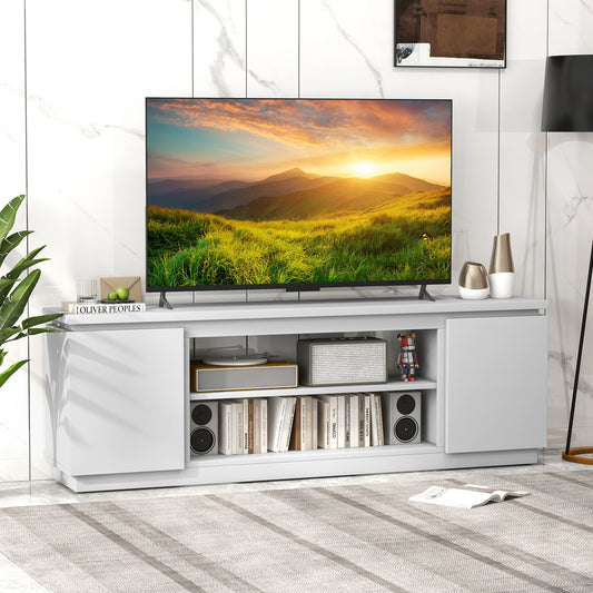 TV Cabinet, 80 Inch, 3 Adjustable Shelves, Anti-Tipping Kit, White Entertainment Centers & TV Stands White at Gallery Canada