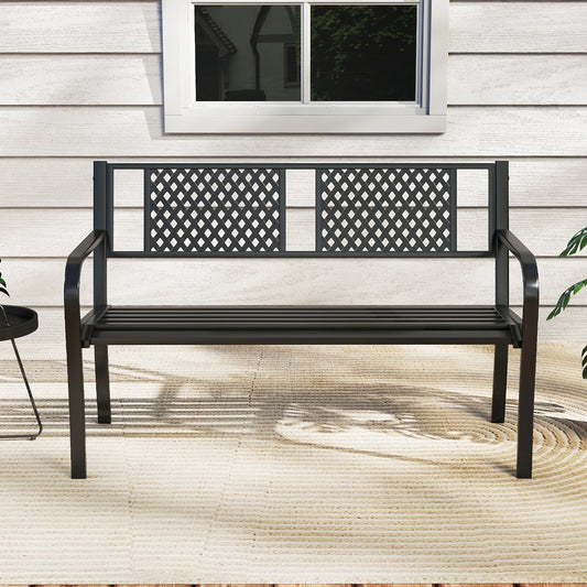 Outdoor Metal Loveseat Patio Bench, 2-3 Person, Black Outdoor Benches Black at Gallery Canada