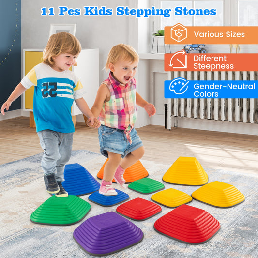 Kids Stepping Stones, Square Stackable, Indoor Outdoor, 11 Pieces, Multicolor Toy Sports Multicolor at Gallery Canada