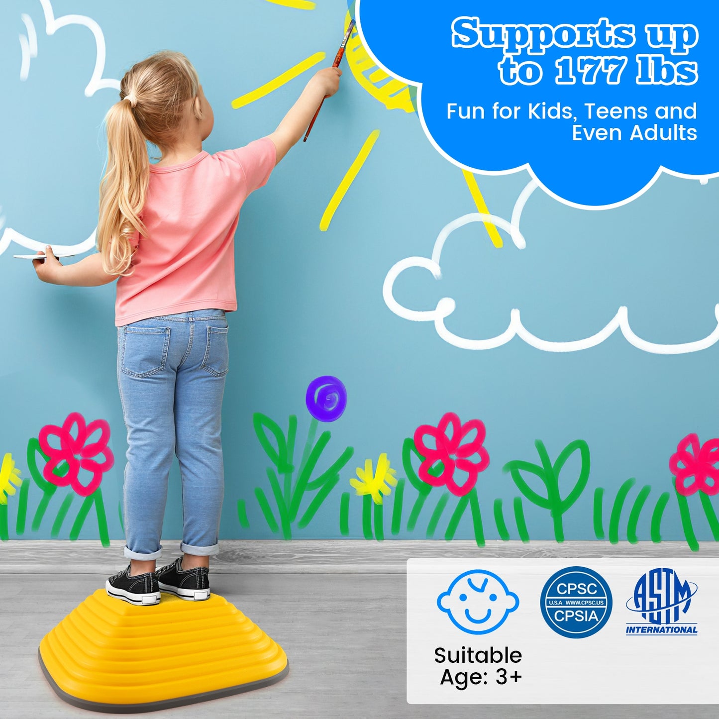 Pierres de Pas pour Enfants, Empilables Carrées, Intérieur Extérieur, 11 Pièces, Multicolore