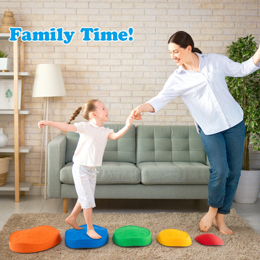 5 Piece Kids Stepping Stones, Stackable Round, Indoor Outdoor, Multicolor Toy Sports Multicolor at Gallery Canada