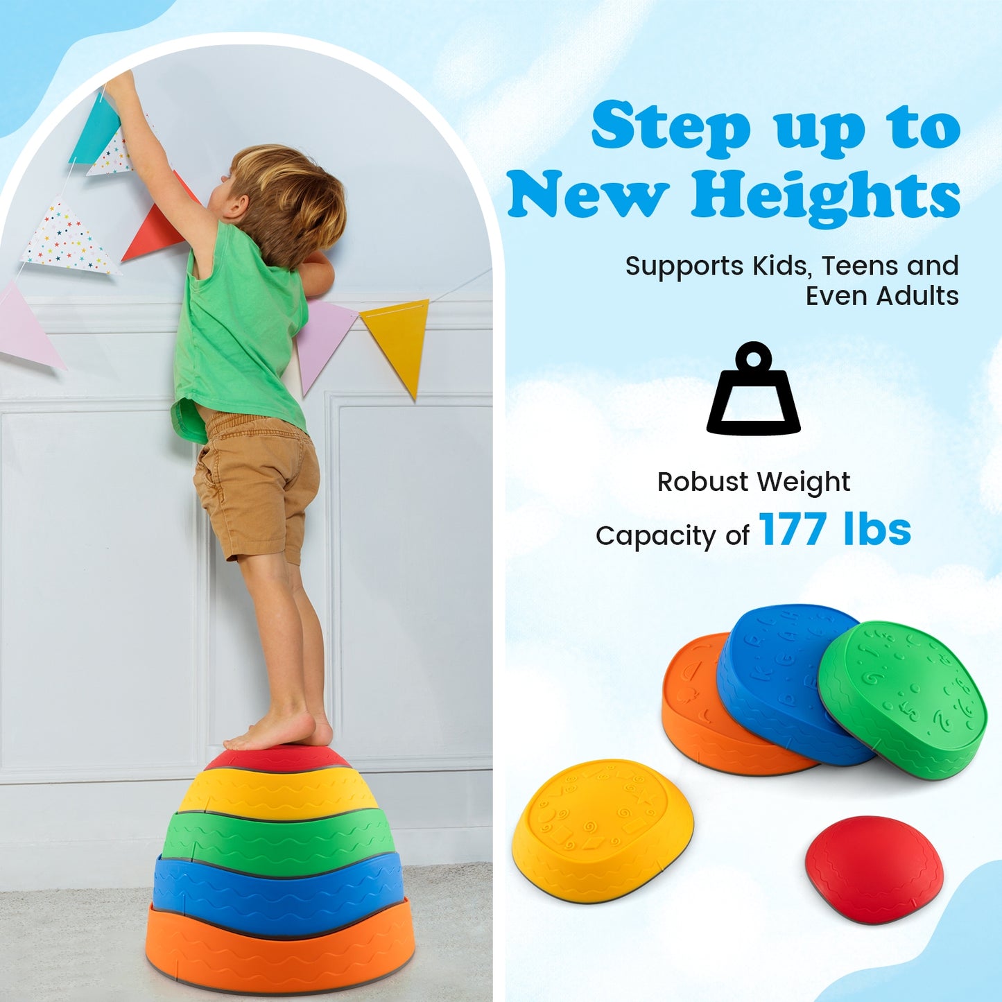 5 Pieces Kids Stepping Stones Stackable Round Indoor Outdoor, Multicolor Toy Sports at Gallery Canada