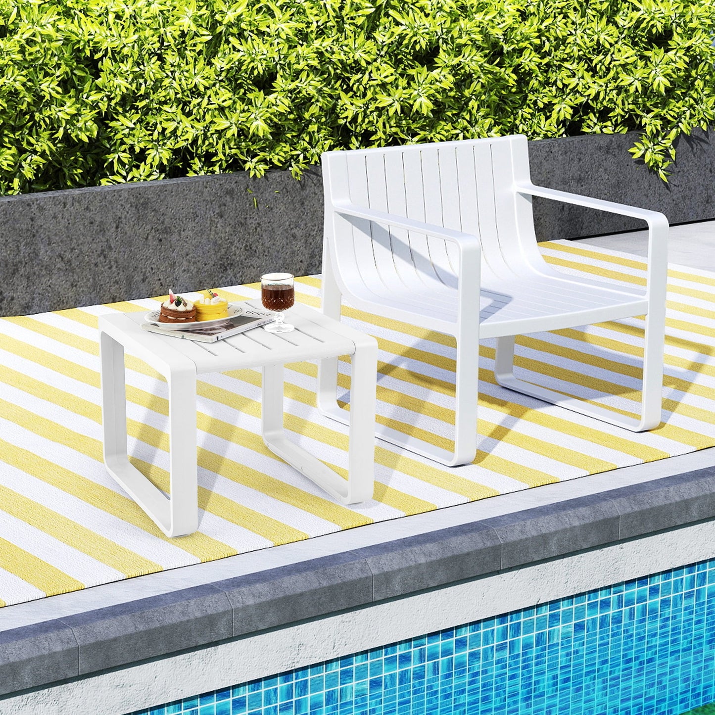 Weather Resistant Adirondack Outdoor Side Table Set, White Patio Coffee Tables at Gallery Canada