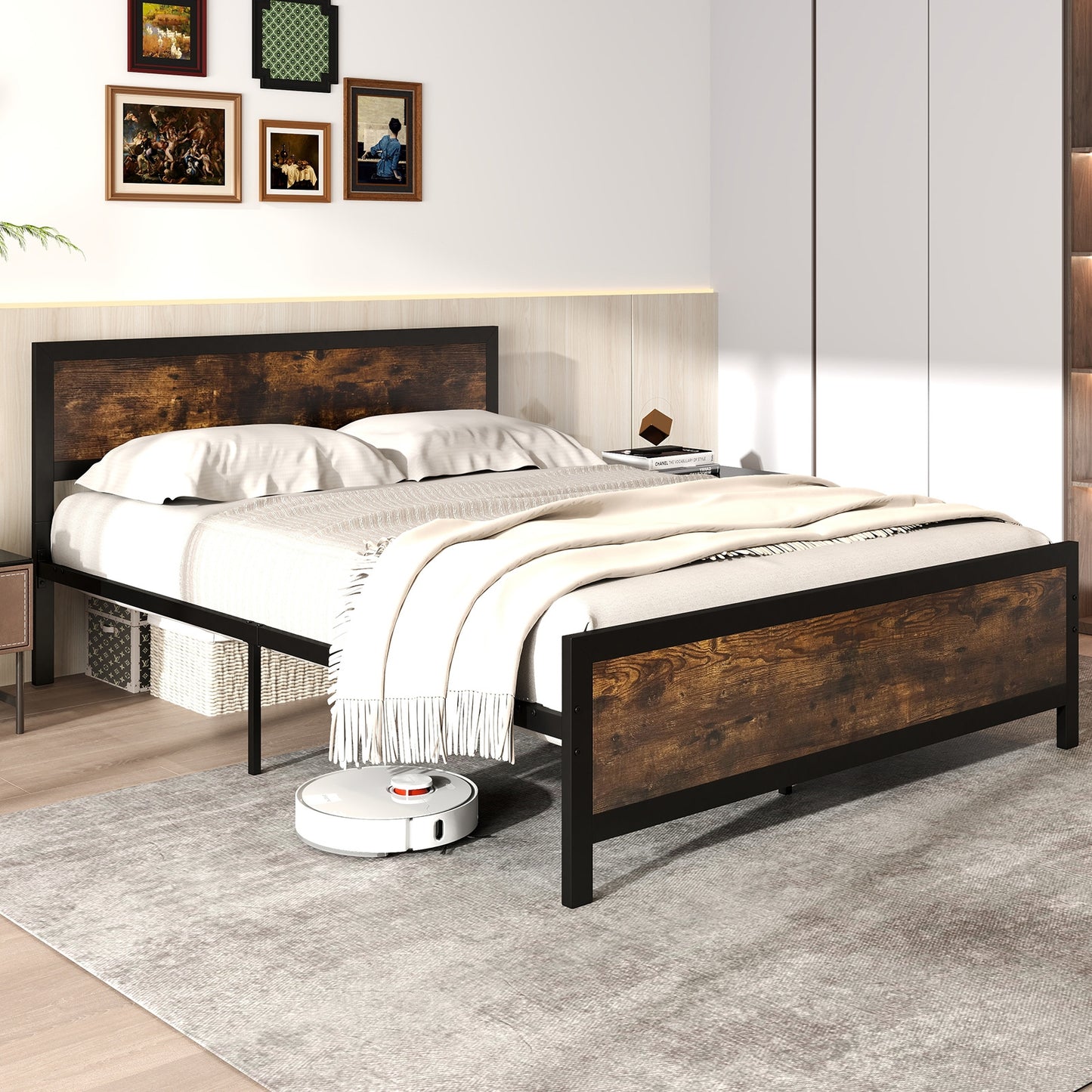 Metal Bed Frame with Headboard and Footboard-Queen Size Simple Bed Frame at Gallery Canada