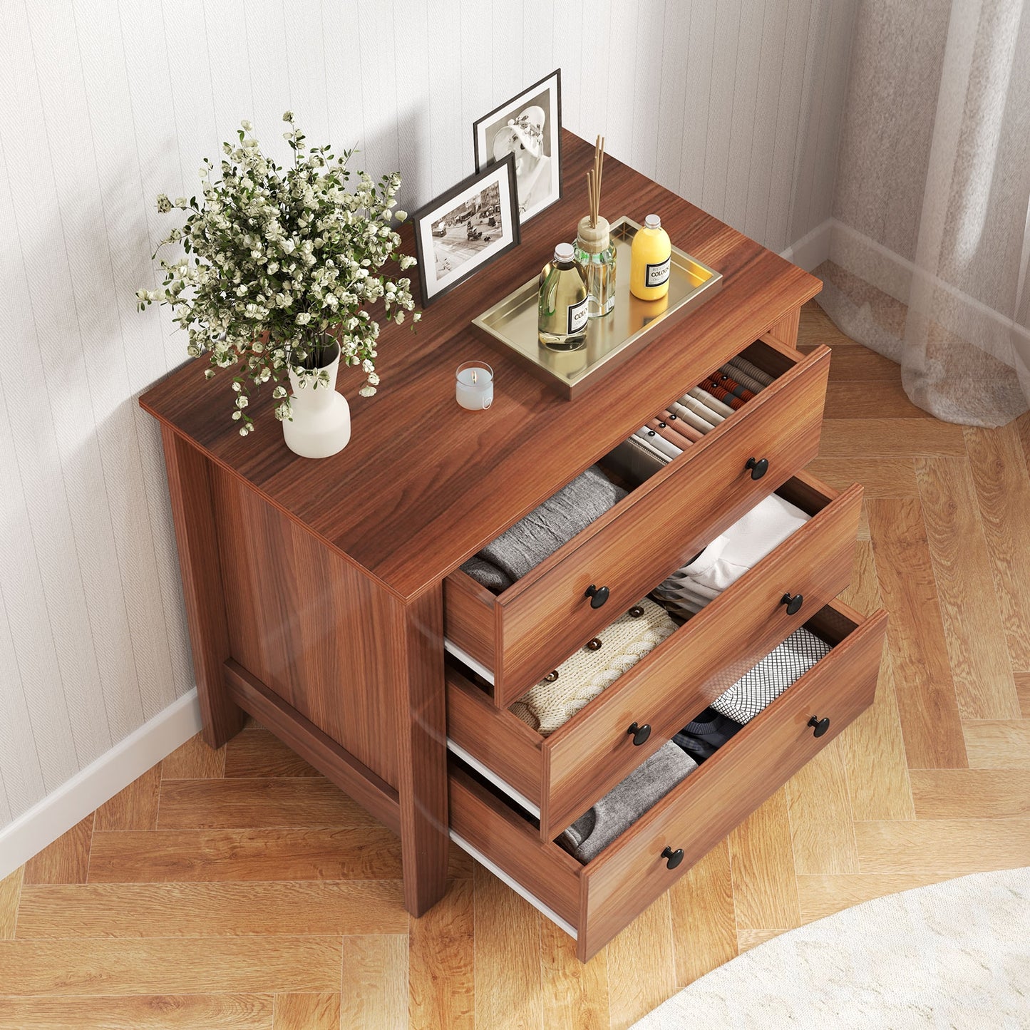 3 Drawer Dresser Chest, Walnut Cabinets & Chests at Gallery Canada