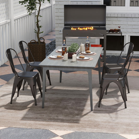 Metal Dining Chairs Set of 4, Removable Backrest, Gun Dining Chairs Gun at Gallery Canada