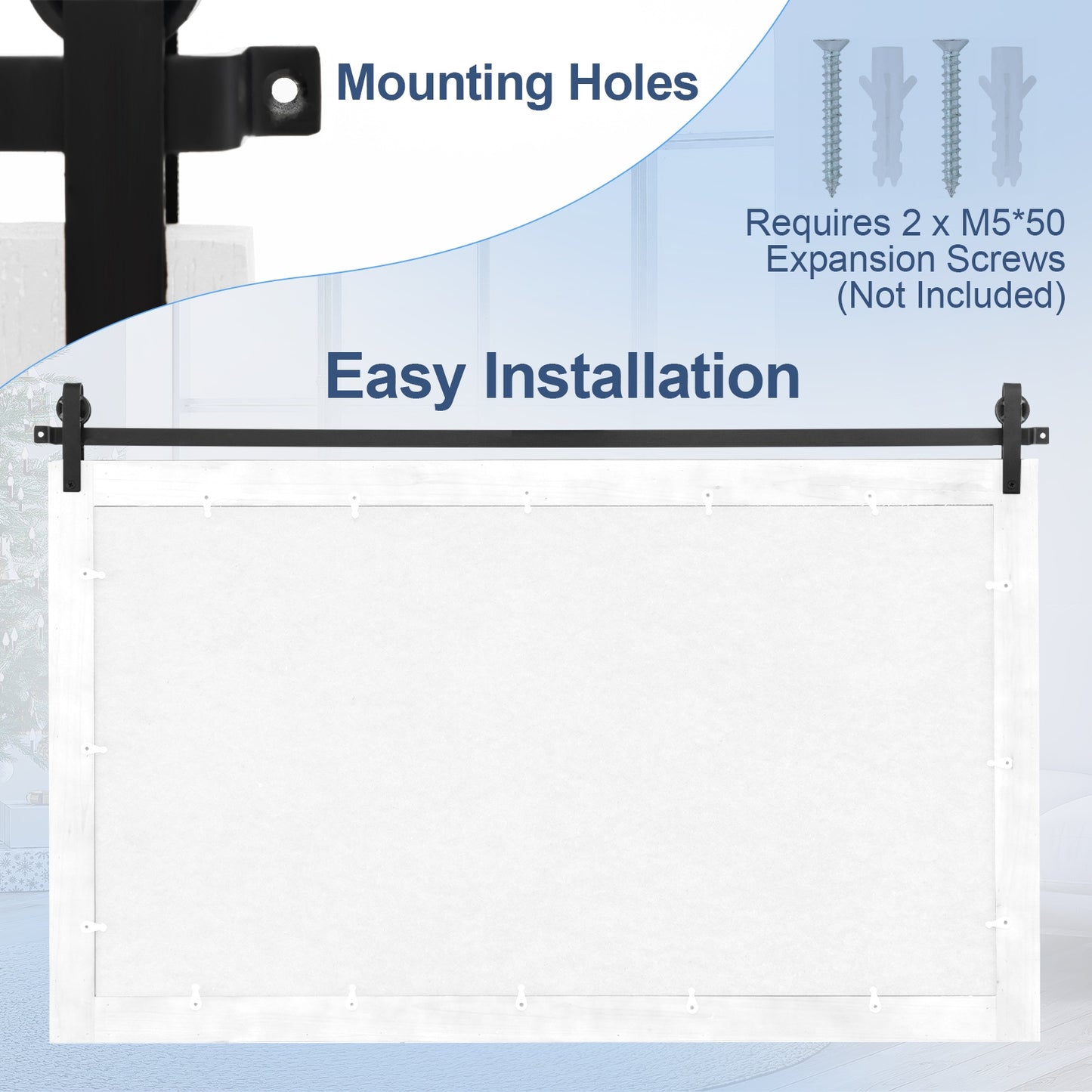 Rectangle Barn Door Style Wall Mounted Mirror with Solid Wood Frame, White Wall Mirrors at Gallery Canada