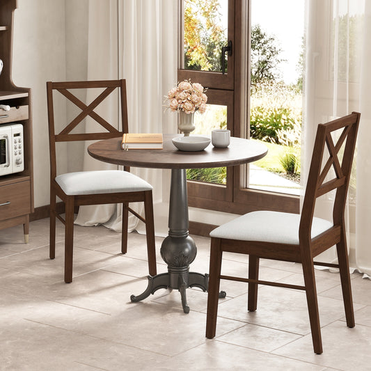 Upholstered Side Dining Chairs Set of 2 with Rubber Wood Frame, Brown Dining Chairs Brown at Gallery Canada