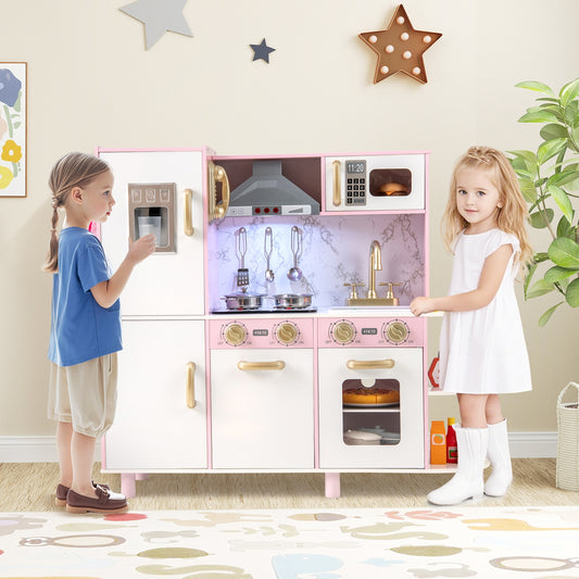 Wooden Kitchen Playset With Ice Maker, Sounds, Pink Play Kitchen Sets Pink at Gallery Canada