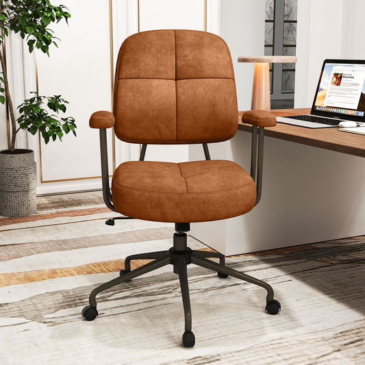 Leathaire Upholstered Task Home Office Chair with Cushioned Back, Brown Leisure Chairs Brown at Gallery Canada