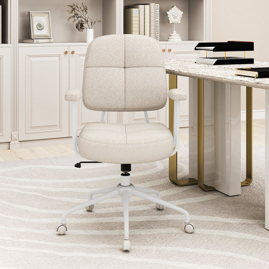 Leathaire Upholstered Task Home Office Chair with Cushioned Back, Beige Leisure Chairs Beige at Gallery Canada