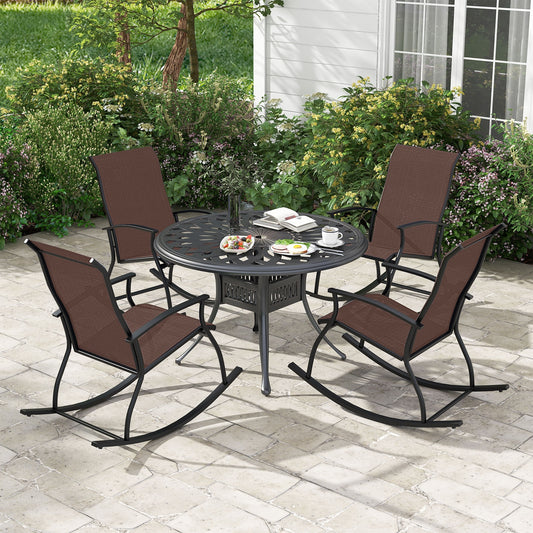 2 Outdoor Rocking Chairs, Breathable Backrest, Brown Patio Rocking Chairs & Gliders Brown at Gallery Canada