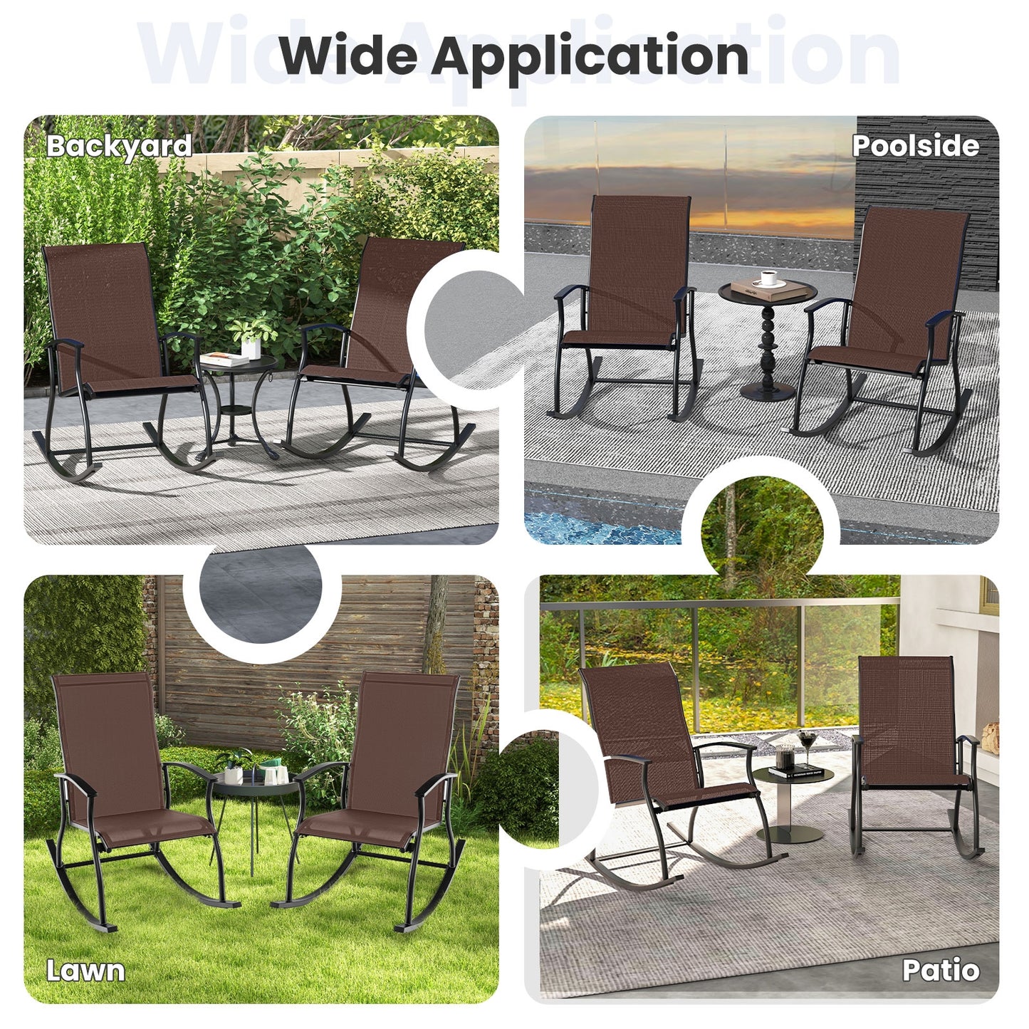 2 Outdoor Rocking Chairs, Breathable Backrest, Brown Patio Rocking Chairs & Gliders at Gallery Canada