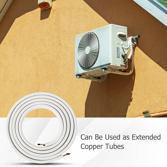25 Ft Mini Split Line Set, 1/4 Inch And 3/8 Inch O.D. Copper Pipes, White Mini Split AC Parts & Accessories White at Gallery Canada