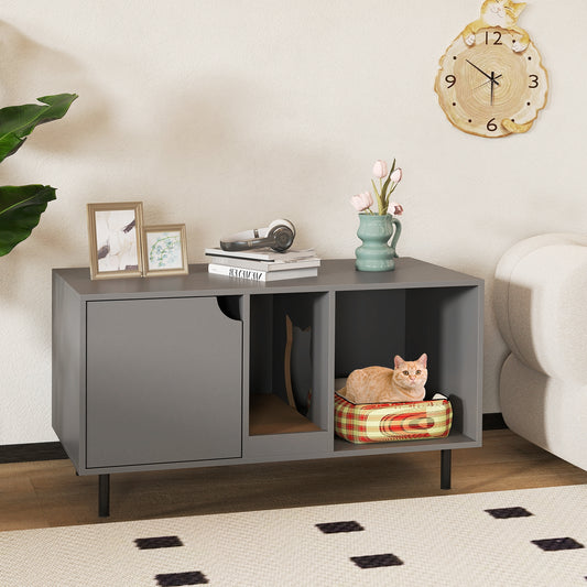 40 Inch Cat Litter Box Enclosure For 2 Cats, Gray Cat Houses Gray at Gallery Canada