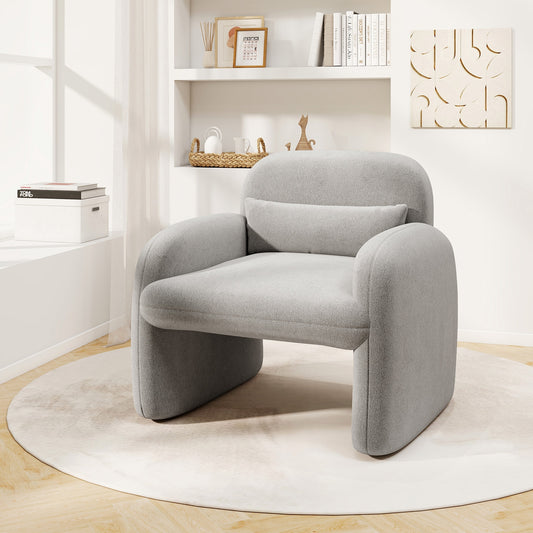 Modern Accent Chair with Waist Pillow and Armrests for Living Room Bedroom, Gray Accent Chairs Gray at Gallery Canada