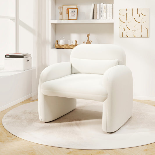 Modern Accent Chair With Waist Pillow, Armrests, Beige Accent Chairs Beige at Gallery Canada