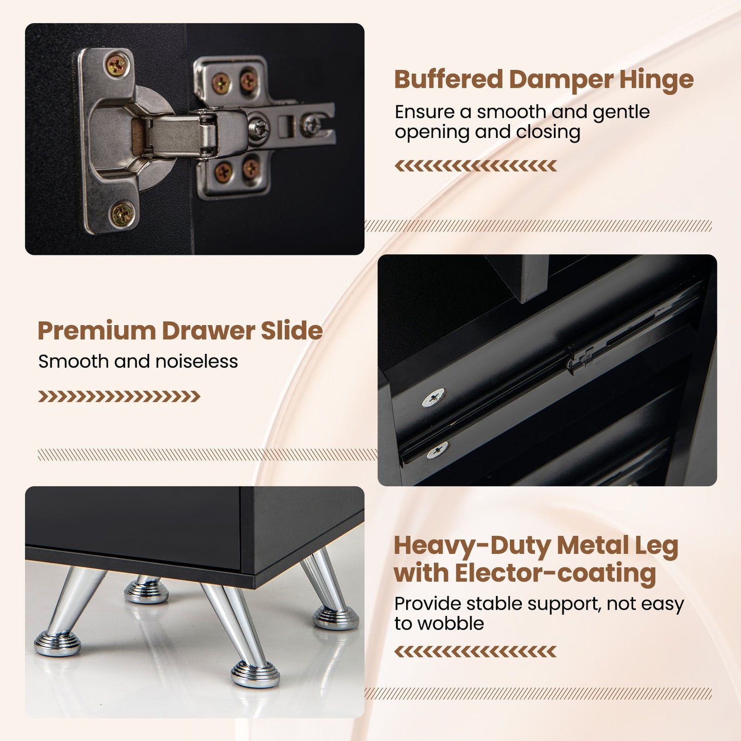 Wooden Manicure Table Nail Desk with Drawers Wrist Rest, Black Office Desks at Gallery Canada