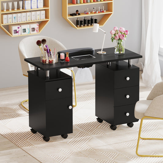 Manicure Table Nail Desk With Electric Dust Collector, Black
