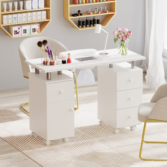 Manicure Table Nail Desk, Electric Dust Collector, 3 Dust Bags, White Massage White at Gallery Canada