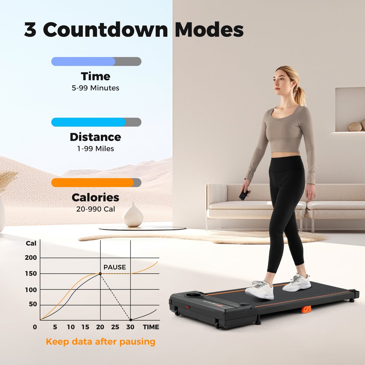 2.5HP Under Desk Treadmill with Remote Control for Home Office, Black Treadmills at Gallery Canada