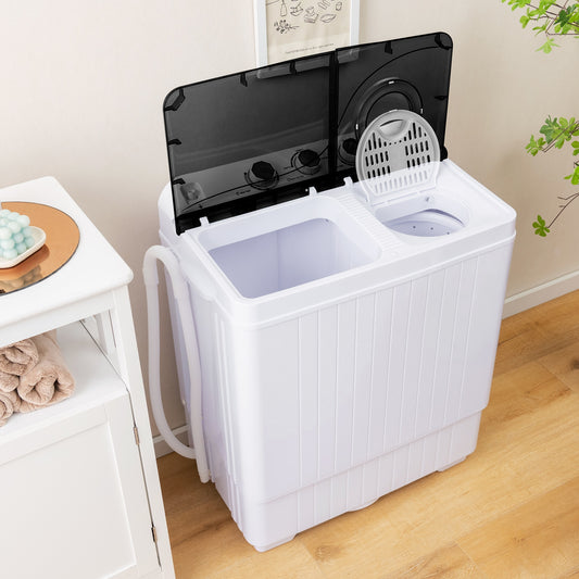 26 lbs Semi-Automatic Twin Tub Washing Machine, Black Washing Machines Black at Gallery Canada