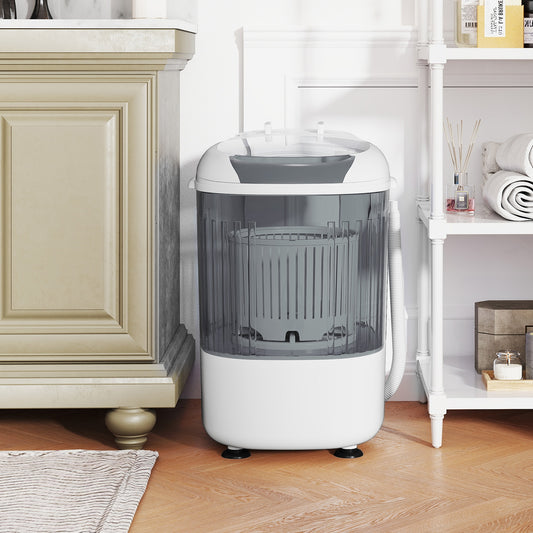 Portable Mini Semi-automatic Washing Machine with Spin Tub and Drain Hose 2.5 kg Capacity, Gray Washing Machines Gray at Gallery Canada