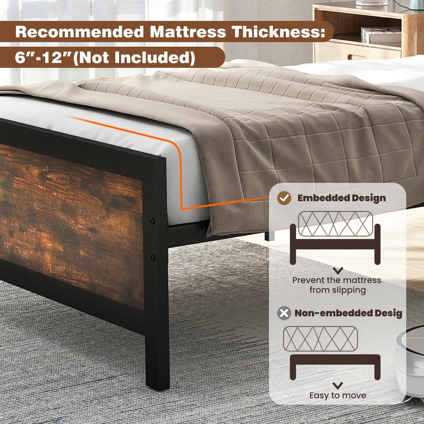 Metal Bed Frame With Headboard, Footboard, Twin Size Simple Bed Frame at Gallery Canada