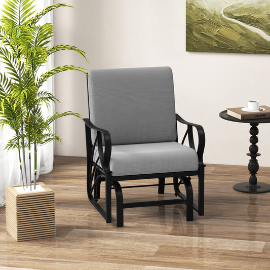 Patio Glider Rocking Chair, Thick Cushion, Curved Armrest, Gray Patio Rocking Chairs & Gliders Gray at Gallery Canada