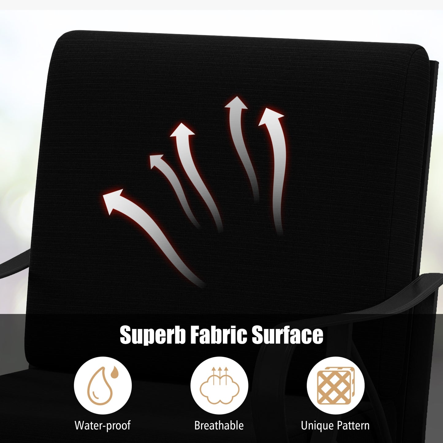 Patio Glider Rocking Chair with Thick Cushion and Curved Armrest, Black Patio Rocking Chairs & Gliders at Gallery Canada