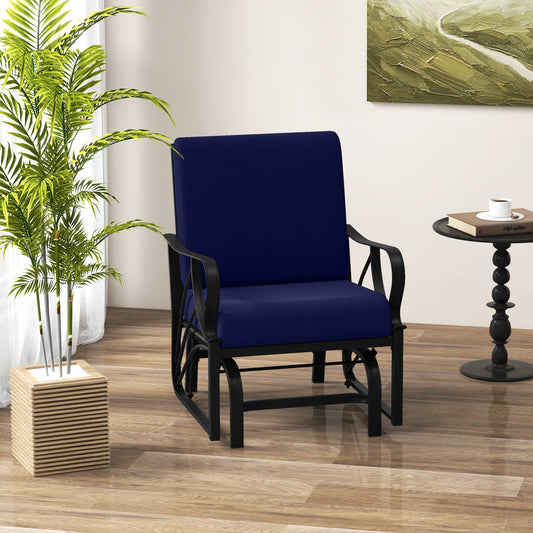 Patio Glider Rocking Chair, Thick Cushion, Curved Armrest, Navy Patio Rocking Chairs & Gliders Navy at Gallery Canada