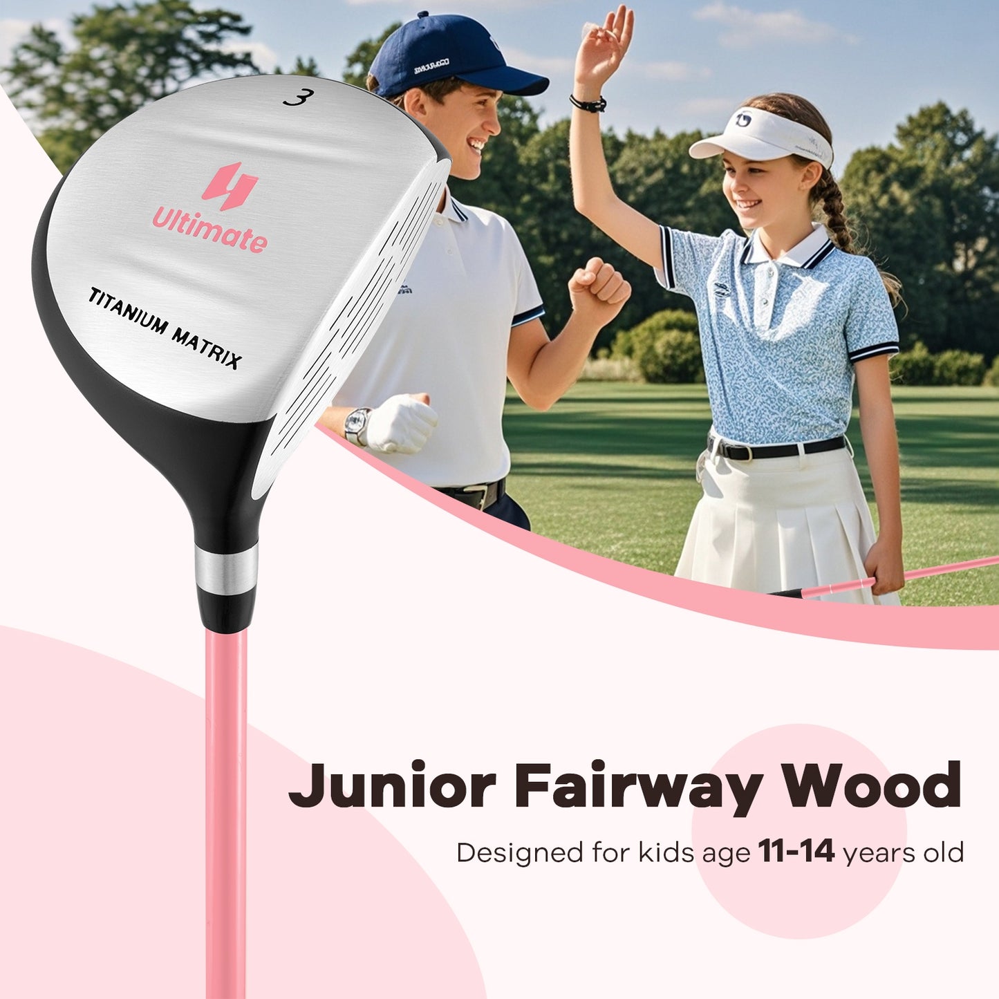 38 Pouces 165CC Bois de Parcours Junior Club de Golf, Rose