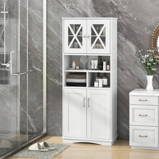 Tall Bathroom Cabinet, Large Floor Storage, Acrylic Doors, 3 Cubes, White Floor Cabinets White at Gallery Canada