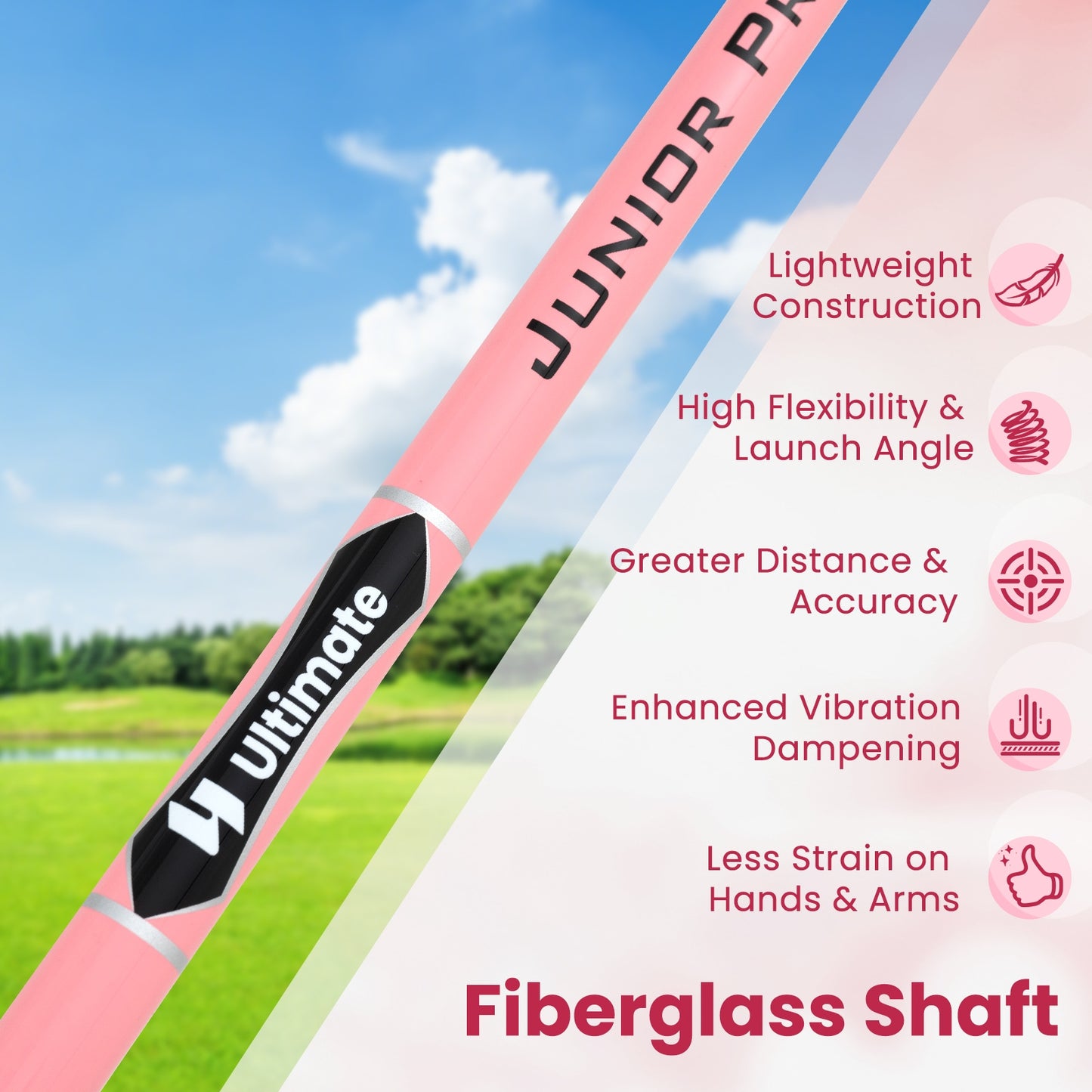 Junior #7 Iron for Kids with Fiberglass Shaft and Headcover, Pink Golf at Gallery Canada