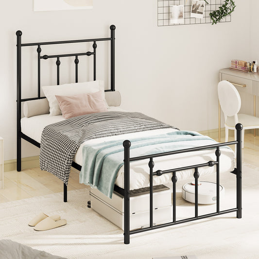 Heavy Duty Metal Bed Frame, Twin Size, Black Simple Bed Frame Black at Gallery Canada