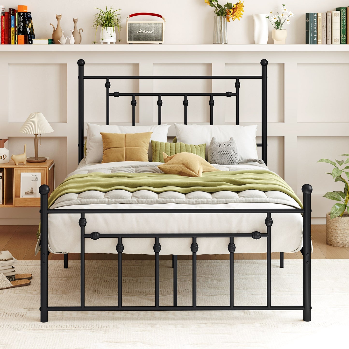 Heavy-Duty Metal Bed Frame With Headboard, Queen Size, Black Simple Bed Frame at Gallery Canada